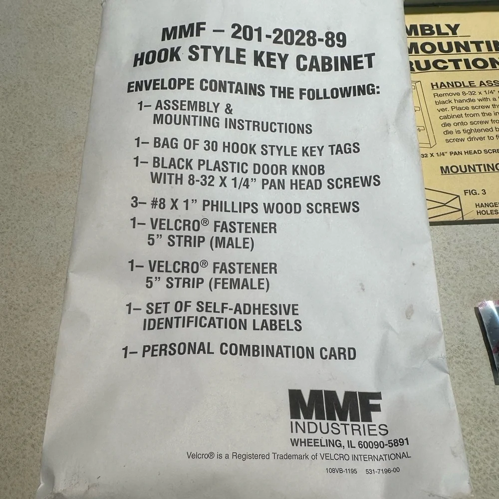 MMF Industries Hook Style Key Cabinet - 28 Keys New with Tags. 11”L x 7.75”W
